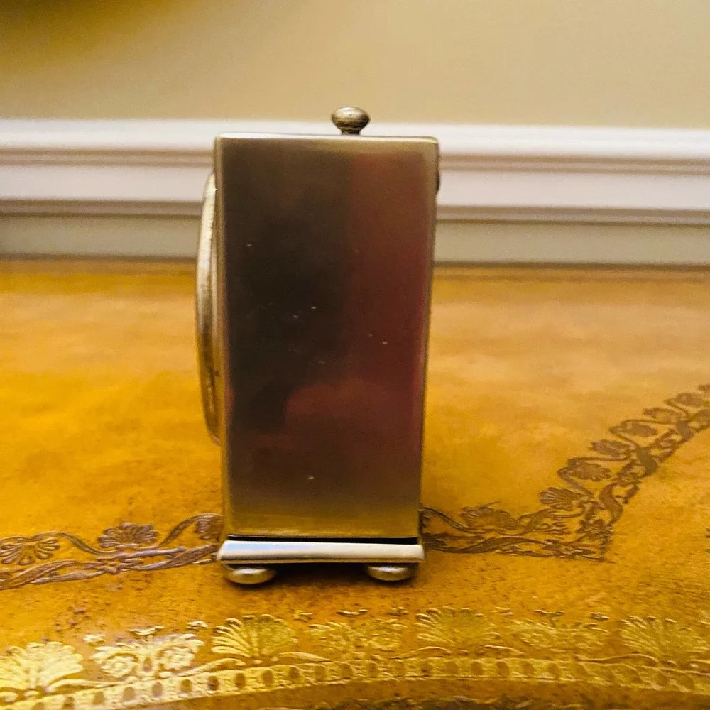 Vintage Pottery Barn Antique Silver Carriage Square Alarm Clock